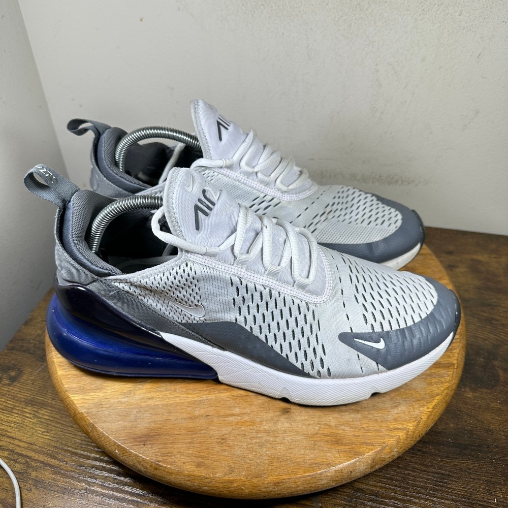 Nike Air Max 270 Mens 11.5 White Grey Blue Running Shoes AH8050-107